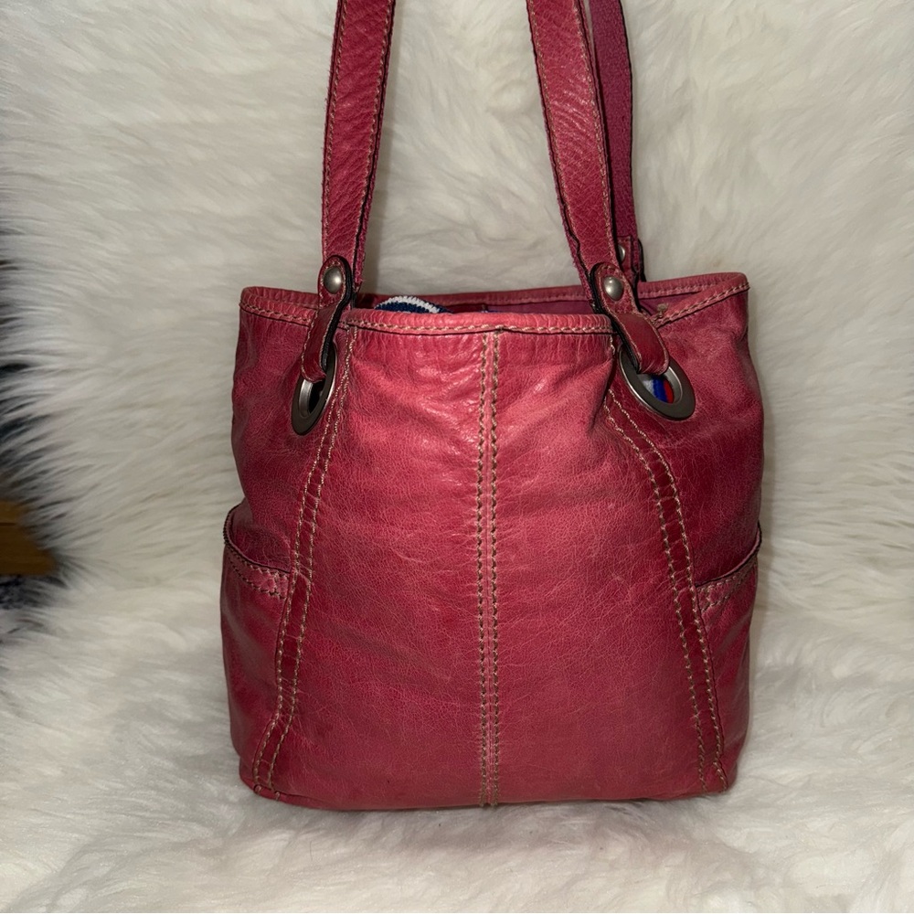 Cute Pink Leather Fossil Tote Bag
